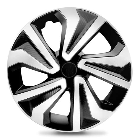 Qualityfind Hubcaps Universal Hubcap Black And Silver Wheel Cover For