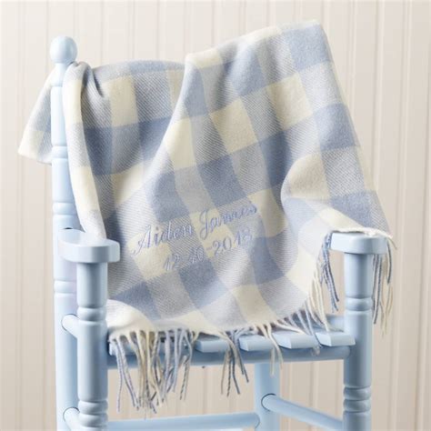 Personalised Blue Lambswool Baby Blanket By Babyfish
