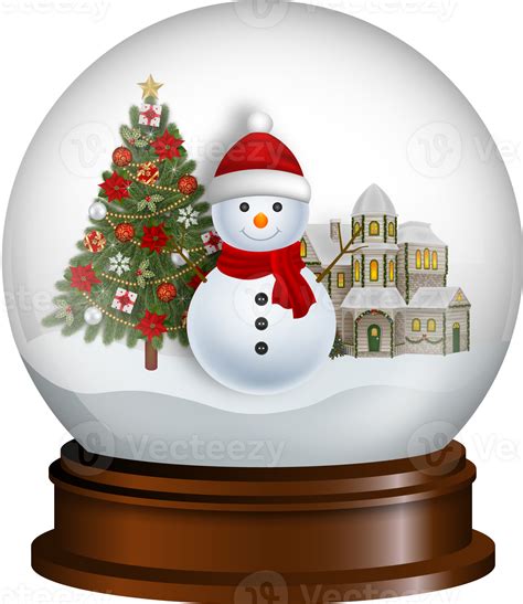 Christmas Snow Globe With Snoeman On Winter Landscape 27242766 Png