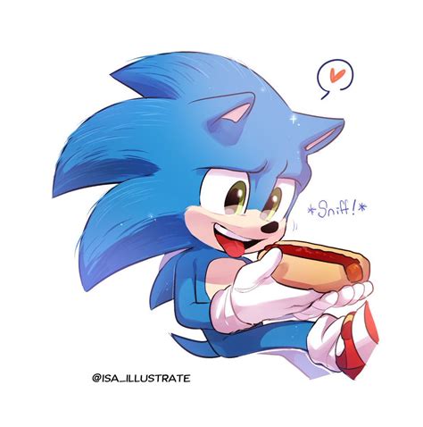 Sonic The Hedgehog Eating A Hot Dog