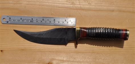 Damascus Steel 10 Inch Hunting Knife With A Machine Turned Etsy