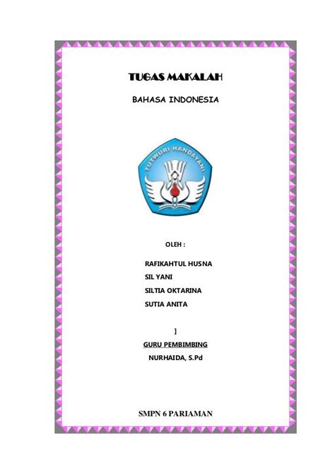 Contoh Cover Makalah Anak Smp Download Contoh Lengkap Gratis ️