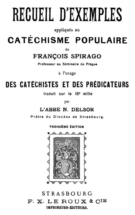 Recueil Dexemples Du Catéchisme De Labbé Spirago Lincrédule Et Le