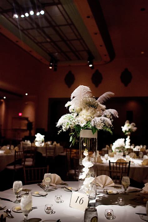 White Feather Centerpieces White Floral Centerpieces Feather