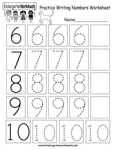 Kindergarten Practice Writing Numbers Worksheet Printable Kindergarten