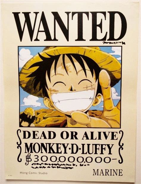One Piece Wanted Poster Of Monkey D Luffy 42cmx57cm Mymzone