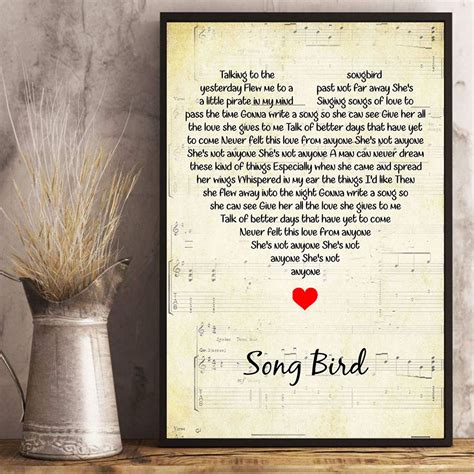 Song Bird Lyrics Song Poster Heart Shape Posters T Etsy
