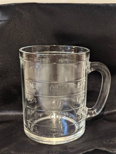 Vintage Hazel Atlas Measuring Cup With Handle Glass Embossed Etsy