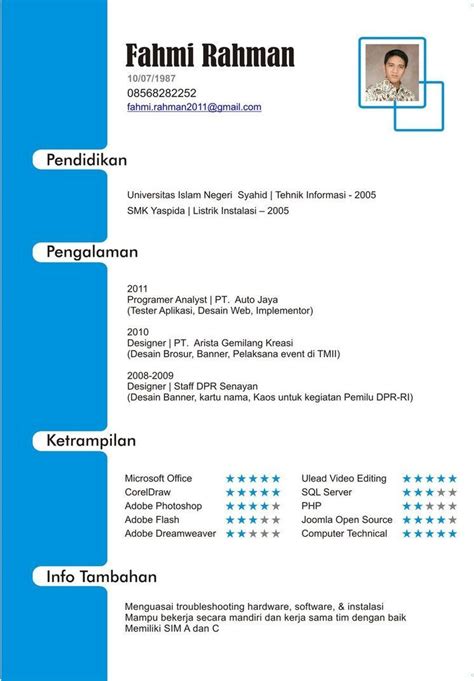 Each and every one of our curriculum vitae templates is Template Cv Word Simple Bahasa Indonesia - Contoh Gambar Template