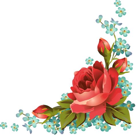 Rose Corner Decoration Png Clip Art Flower Art Flower Border Png Images