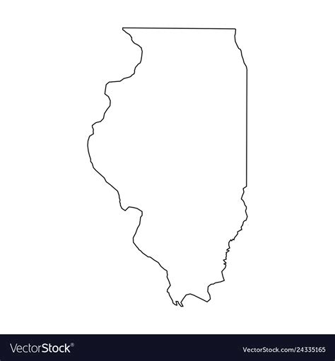Illinois State Of Usa Solid Black Outline Map Vector Image