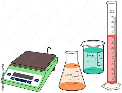 Weighing Machine Pan Scale Conical Flask Beaker Graduated Measuring Cylinder Chemistry Lab