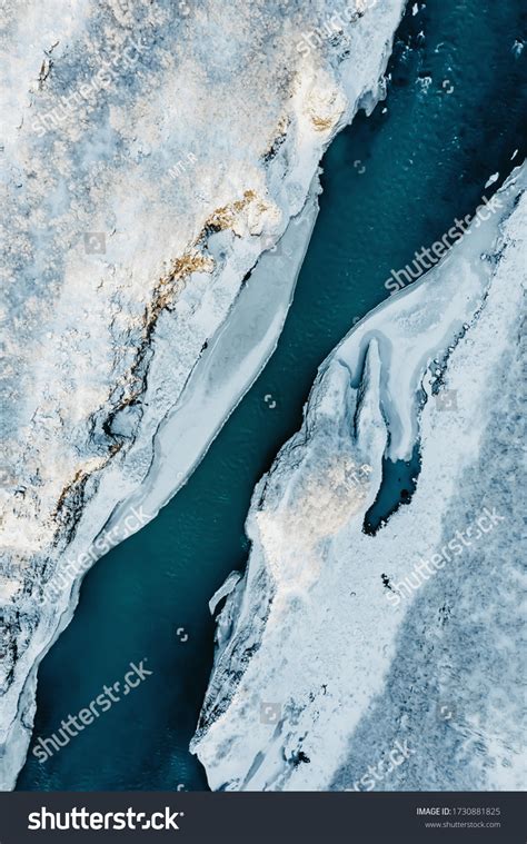 Aerial View River Iceland Turquoise Water Stock Photo 1730881825