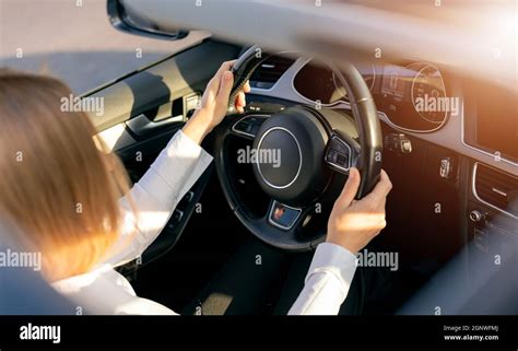 Woman Driving Car Stock Photo Alamy