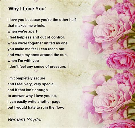 Why I Love You Why I Love You Poem By Bernard Snyder