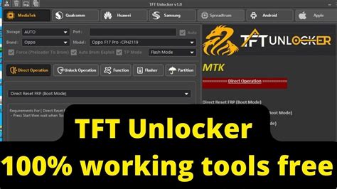 TFT Unlocker Premium Tool Free Working No Need Box Credit New Tool Review YouTube