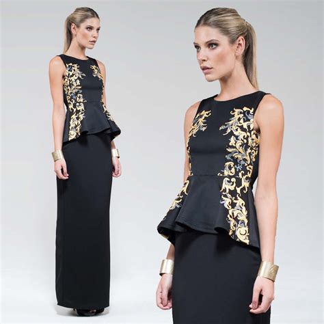 New Collection Gold Foil Peplum Top With An Elegant Back Split Maxi Skirt Price Kd Whatsapp