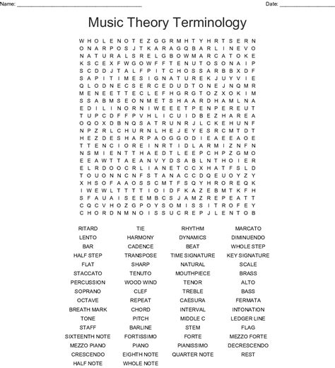 Music Word Search Printable