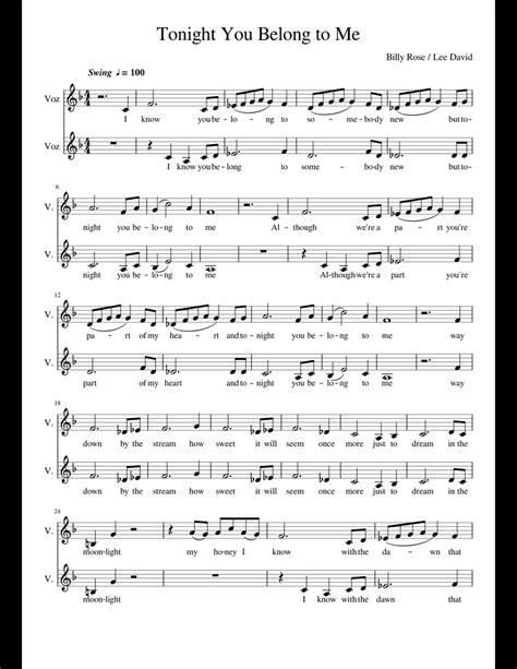 Tonight You Belong To Me Sheet Music For Voice Trumpet Alto Saxophone