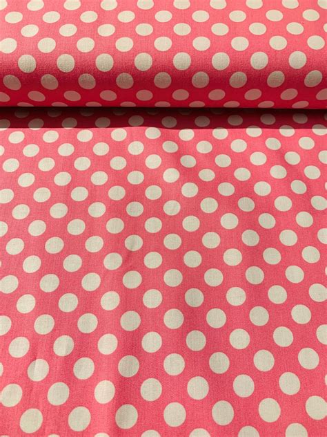Pretty Pink Polka Dot Fabric12 Yard Of A 44 Wide 100 Etsy