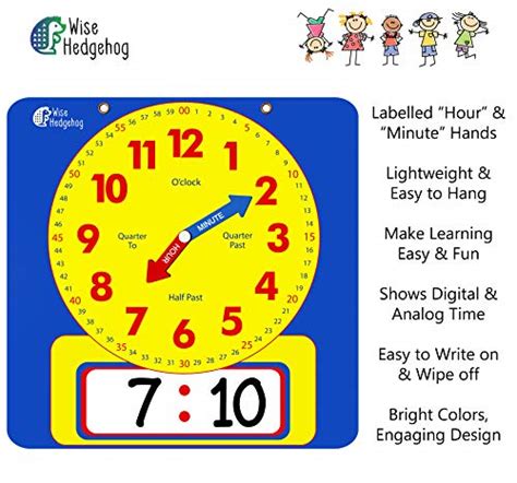 Write And Wipe Teaching Demonstration Clock Kids Telling Time Learning