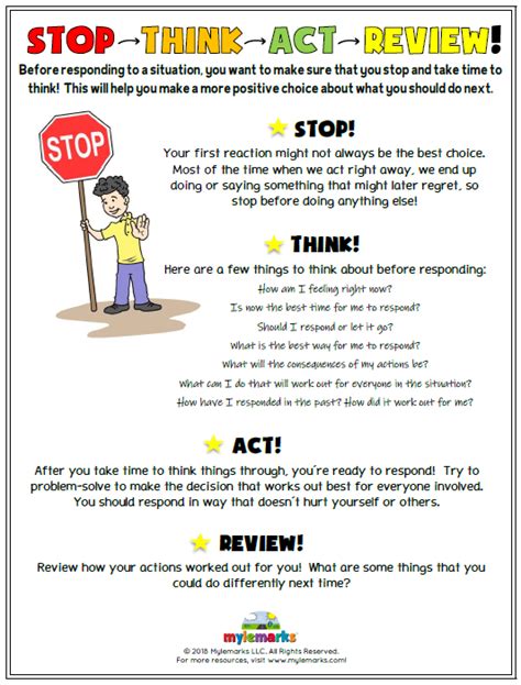 Stop Think Act Worksheet