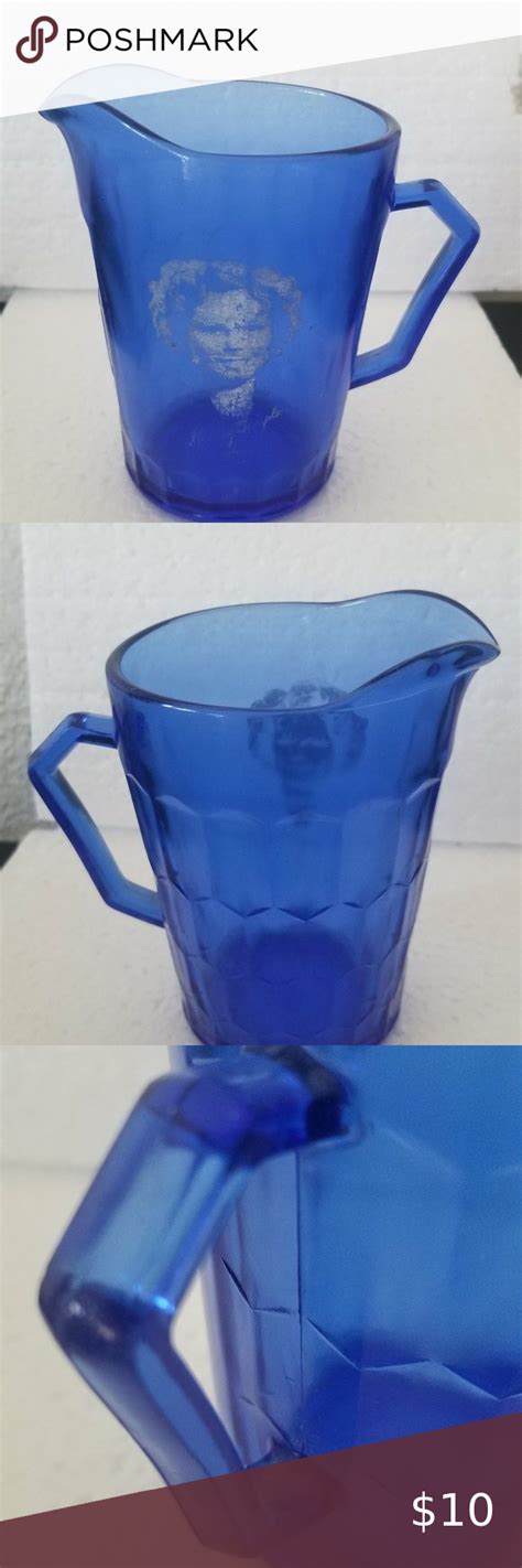 Vintage S Shirley Temple Hazel Atlas Co Cobalt Blue Glass Creamer