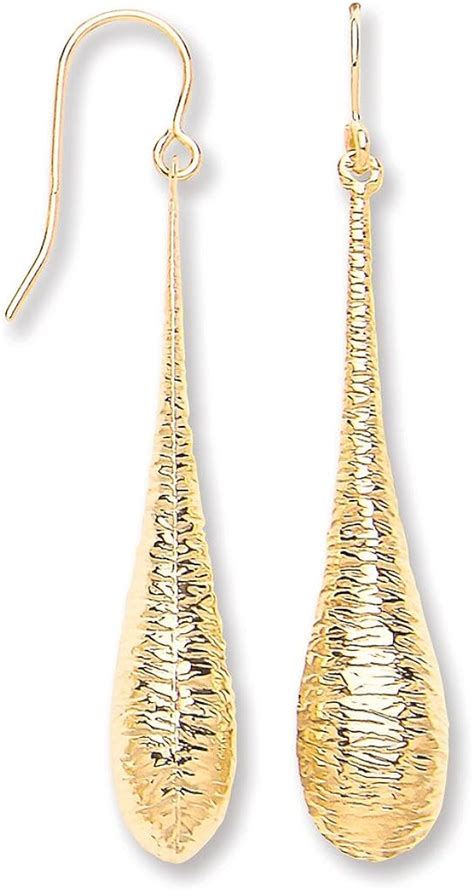 Genuine Ct Yellow Gold Imprint Drop Hook Earrings Mm Brand New