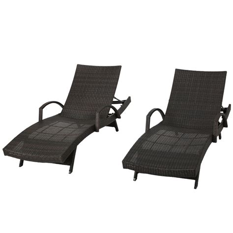 Salem Outdoor Wicker Adjustable Chaise Lounge With Arms Set Of 2