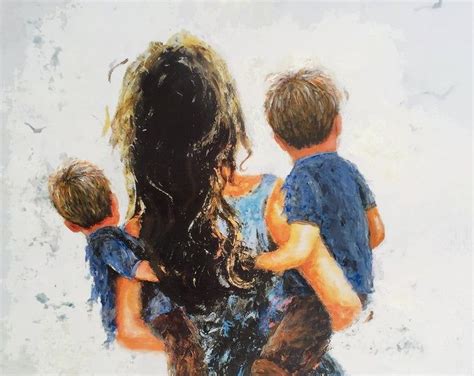 Mother Son And Daughter Art Print Blonde Mother Two Children Etsy