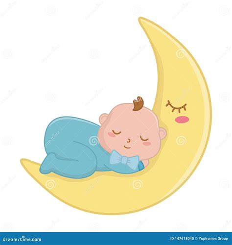 Baby Sleeping On The Moon Stock Vector Illustration Of Concept 147618045