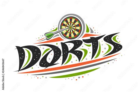 Vector Logo For Darts Game Creative Illustration Of Arrow Thrown In