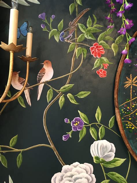 Chinoiserie Inspired Mural With Birds Coconut Grove Florida 03
