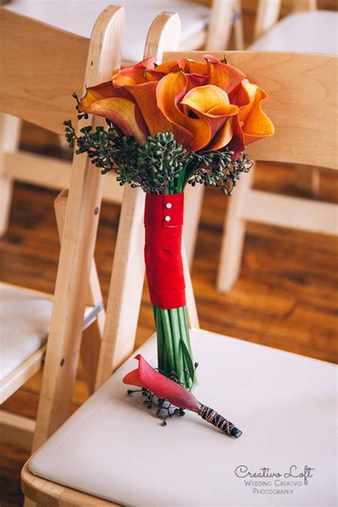 Orange Calla Lilies Bouquet Wedding At Creativo Loft Chicago Calla
