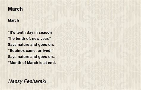 March Poem By Nassy Fesharaki Poem Hunter