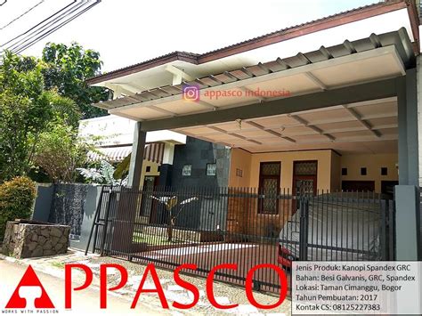 Bagi mereka yang tidak memiliki lahan cukup di dalam rumah, mereka membuat emper mobil ditambah dengan kanopi sebagai garasi kendaraan. Kanopi Garasi Mobil