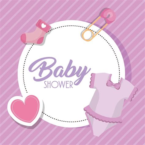 Tarjeta De Baby Shower Con Set De Iconos Vector Gratis