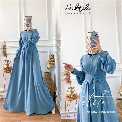 Jual Jelita Gamis Terbaru Susun Crinkle Airflow Premium Dress Wanita