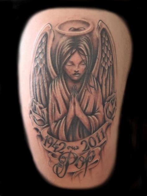 Praying Angel With Banner Tattoo Angel Tattoo Angel Tattoo Men