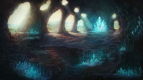 Crystal Cave By Henry Ledesma Fantasy 2d Fantasy Landscape
