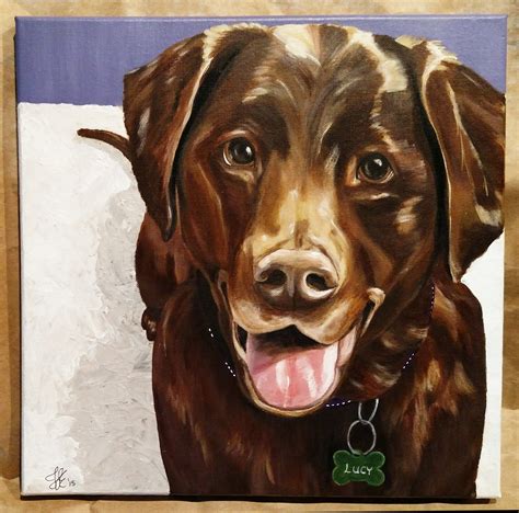 Chocolate Labrador Acrylic Painting And Other Custom Pet Portraits