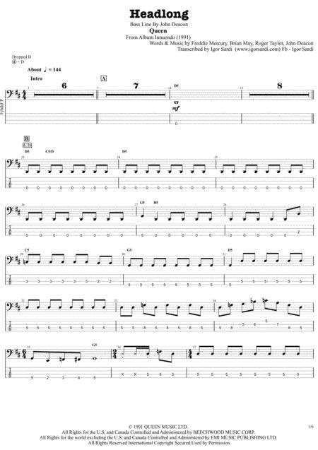 Headlong Queen John Deacon Complete And Accurate Bass Transcription