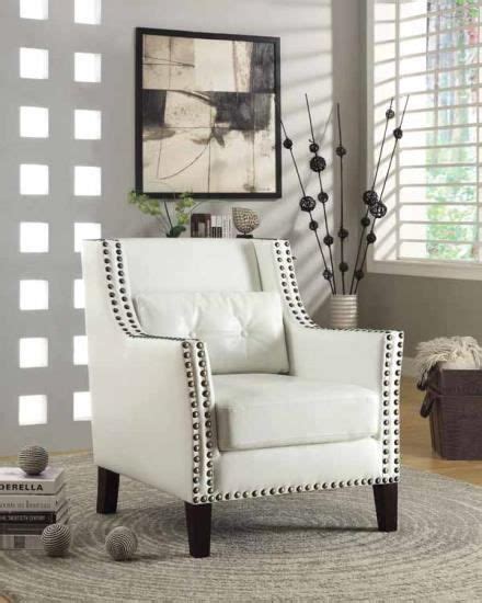 902225 White Faux Leather Upholstered Accent Side Chair With Squared