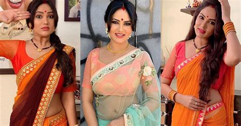 25 Beautiful Hot Photos Of Kamna Pathak In Saree Actress From Happu Ki Ultan Paltan