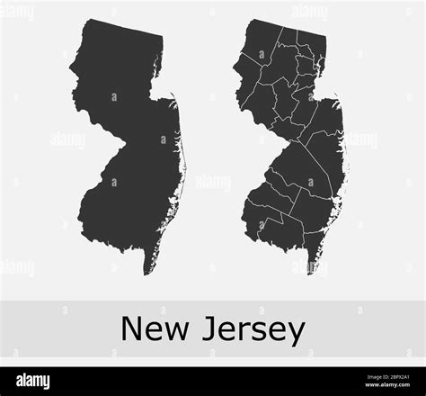 New Jersey Maps Vector Outline Counties Townships Regions