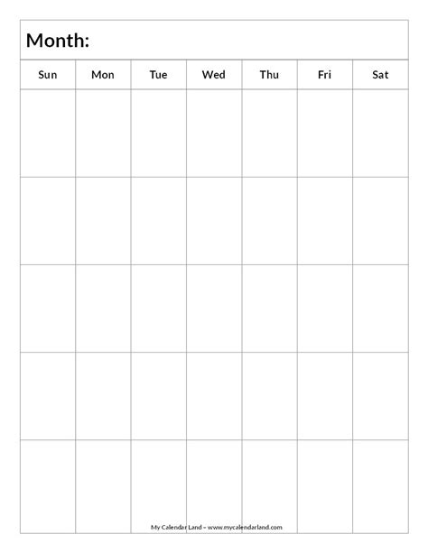 Printable Blank Calendar Weekly Calendar Template Blank Monthly