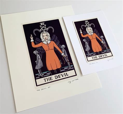 The Devil Xv Tarot Card Art 5x7 Art Print Hand Cut And Etsy Uk