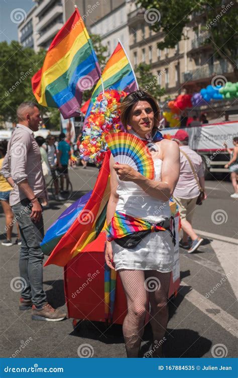 gay pride parade day in paris 2019 editorial image image of outdoor crowd 167884535