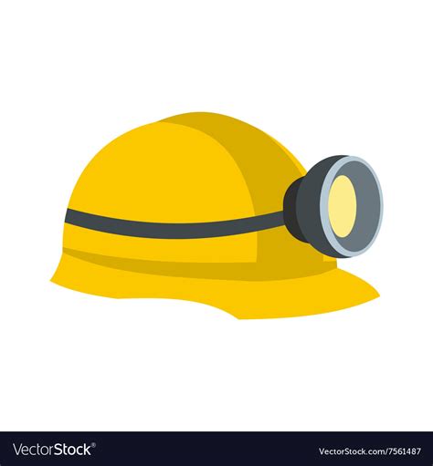 Miners Helmet With Lamp Flat Icon Royalty Free Vector Image