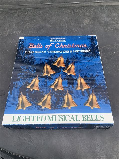 Vintage Mr Christmas Bells Of Christmas Musical Lighted Brass Bell And 15